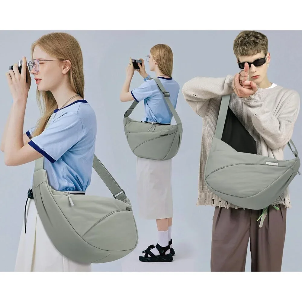 Nylon Crescent Crossbody Bag Unisex Lightweight Travel Shoulder Bag